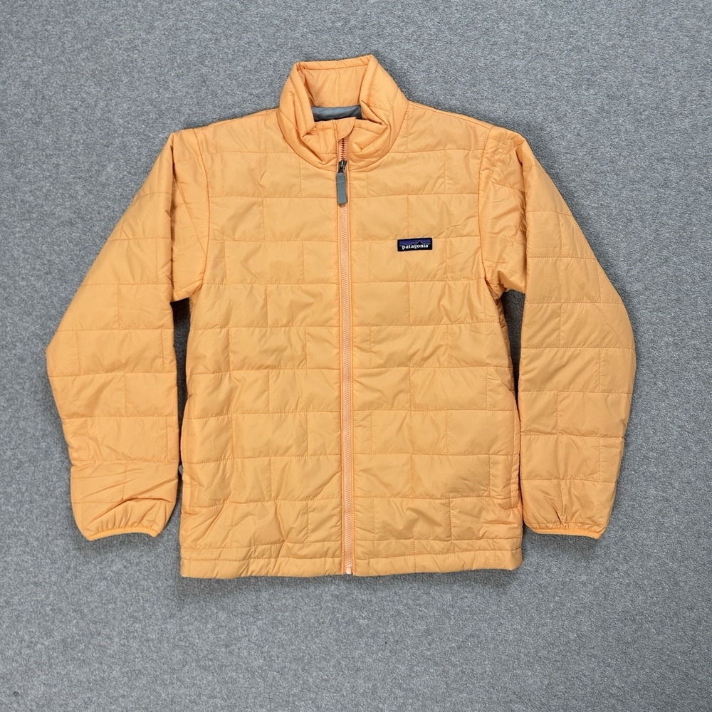 Patagonia Jacket Kids Large 12 Orange Nano Puff Quilt Brick Insulated‎ Puffer